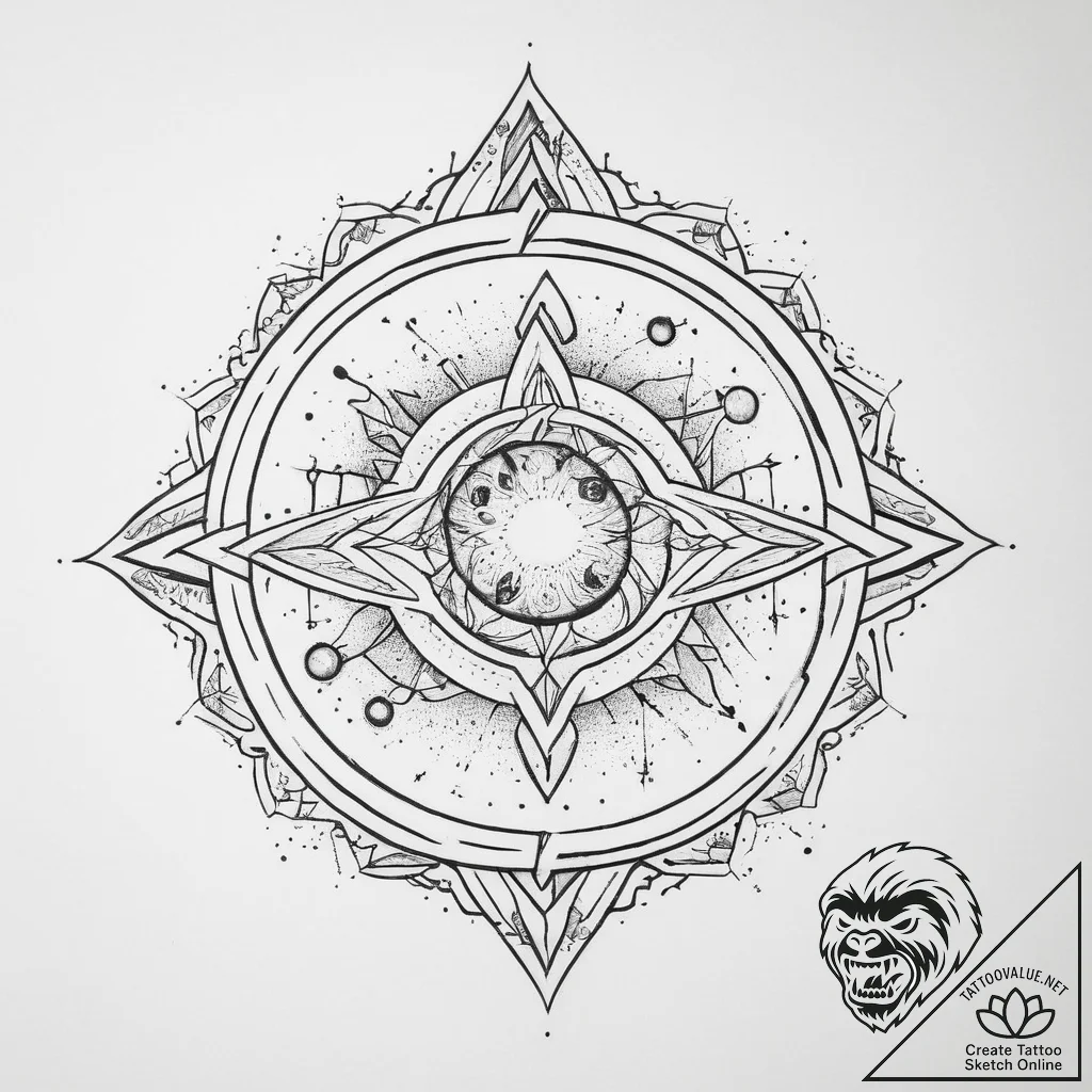 Tattoo sketch cosmic portrayal - tattoo sketch (№1757180955_0, 06.09.2025 17:49) — tattoovalue.net