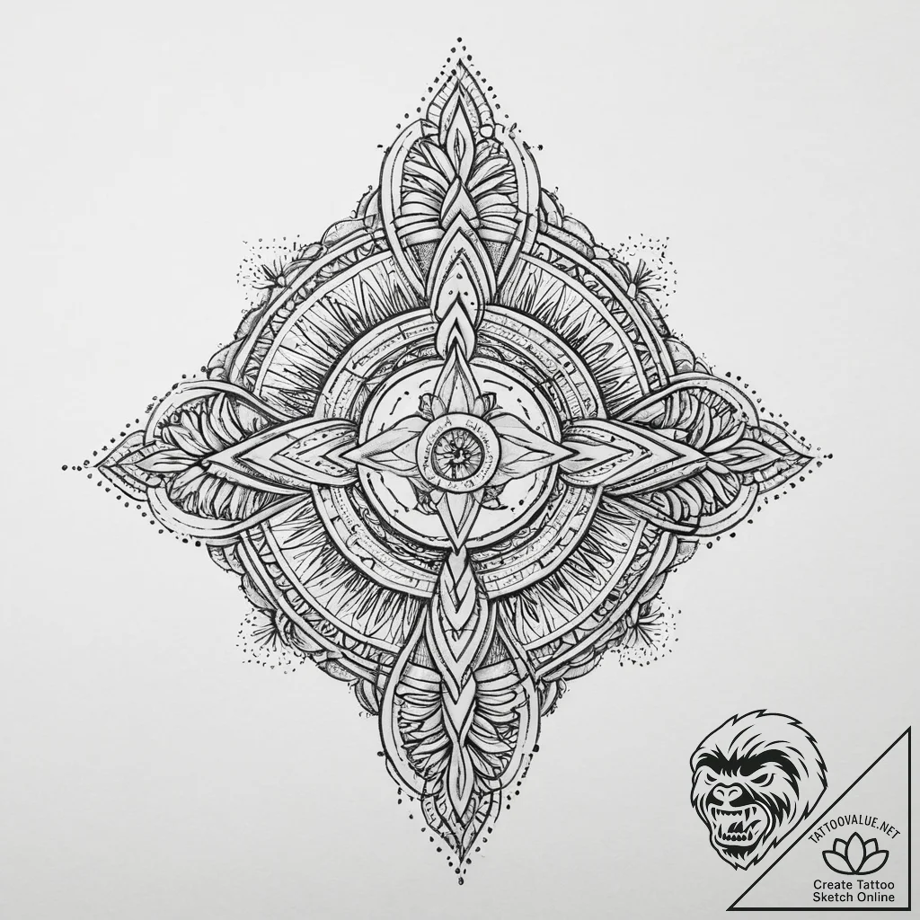 Tattoo sketch jainism symbol, tattoo flash sh... - tattoo sketch (№1757181160_0, 06.09.2025 17:52) — tattoovalue.net