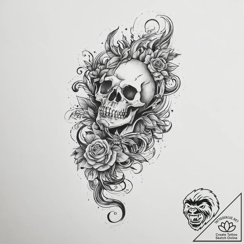 Tattoo sketch black, concept art for tattoo,... - tattoo sketch (№1757182365_0, 06.09.2025 18:12) — tattoovalue.net