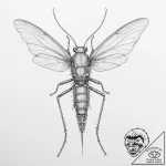 Tattoo sketch katydid – tattoo sketch (№1757182563_0, 06.09.2025 18:16) — tattoovalue.net