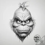 Tattoo sketch the grinch with a hand – tattoo sketch (№1757183167_0, 06.09.2025 18:26) — tattoovalue.net