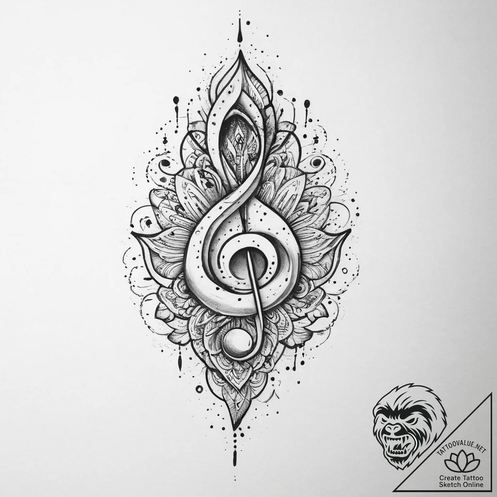 Tattoo sketch sacred melody, tattoo flash she... - tattoo sketch (№1757183564_0, 06.09.2025 18:32) — tattoovalue.net