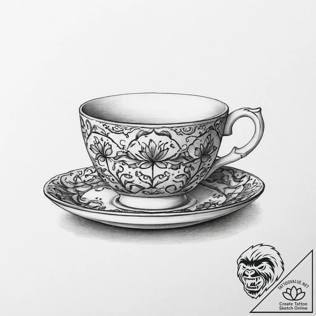 Tattoo sketch teacup tattoo, tattoo line art,... - tattoo sketch (№1757183762_0, 06.09.2025 18:36) — tattoovalue.net