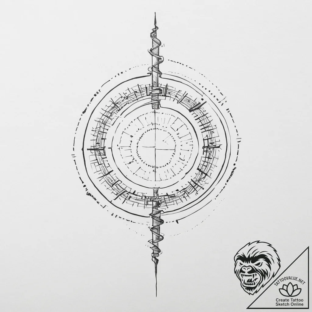 Tattoo sketch ogham script in a spiral patter... - tattoo sketch (№1757185566_0, 06.09.2025 19:06) — tattoovalue.net