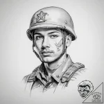 Tattoo sketch soldier with a paper – tattoo sketch (№1757185760_0, 06.09.2025 19:09) — tattoovalue.net