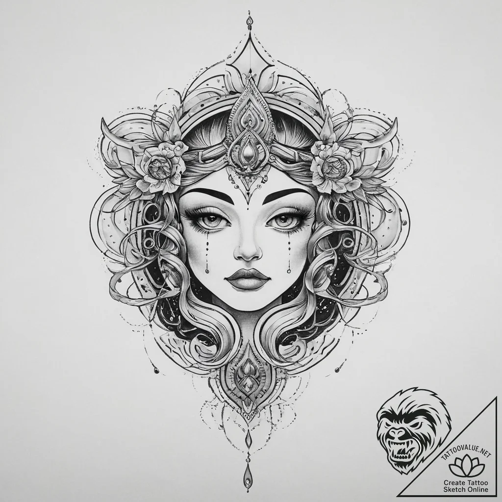Tattoo sketch cosmic legend, concept art for... - tattoo sketch (№1757186973_0, 06.09.2025 19:29) — tattoovalue.net