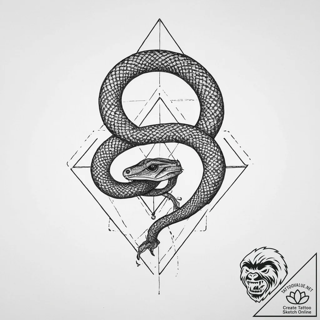 Tattoo sketch veles's symbol with a snake, ta... - tattoo sketch (№1757187957_0, 06.09.2025 19:45) — tattoovalue.net