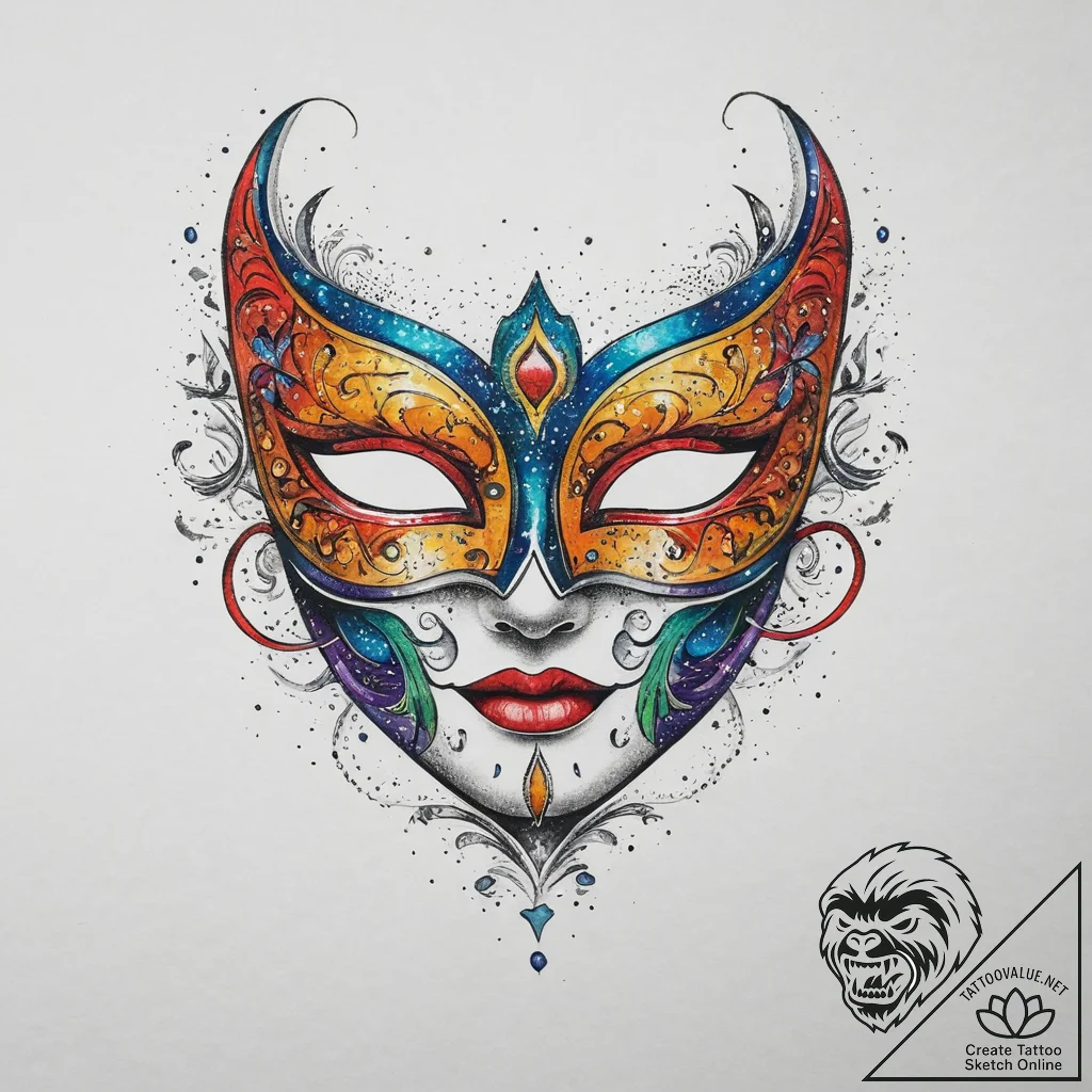 Tattoo sketch masquerade mask tattoo, concept... - tattoo sketch (№1757190747_0, 06.09.2025 20:32) — tattoovalue.net