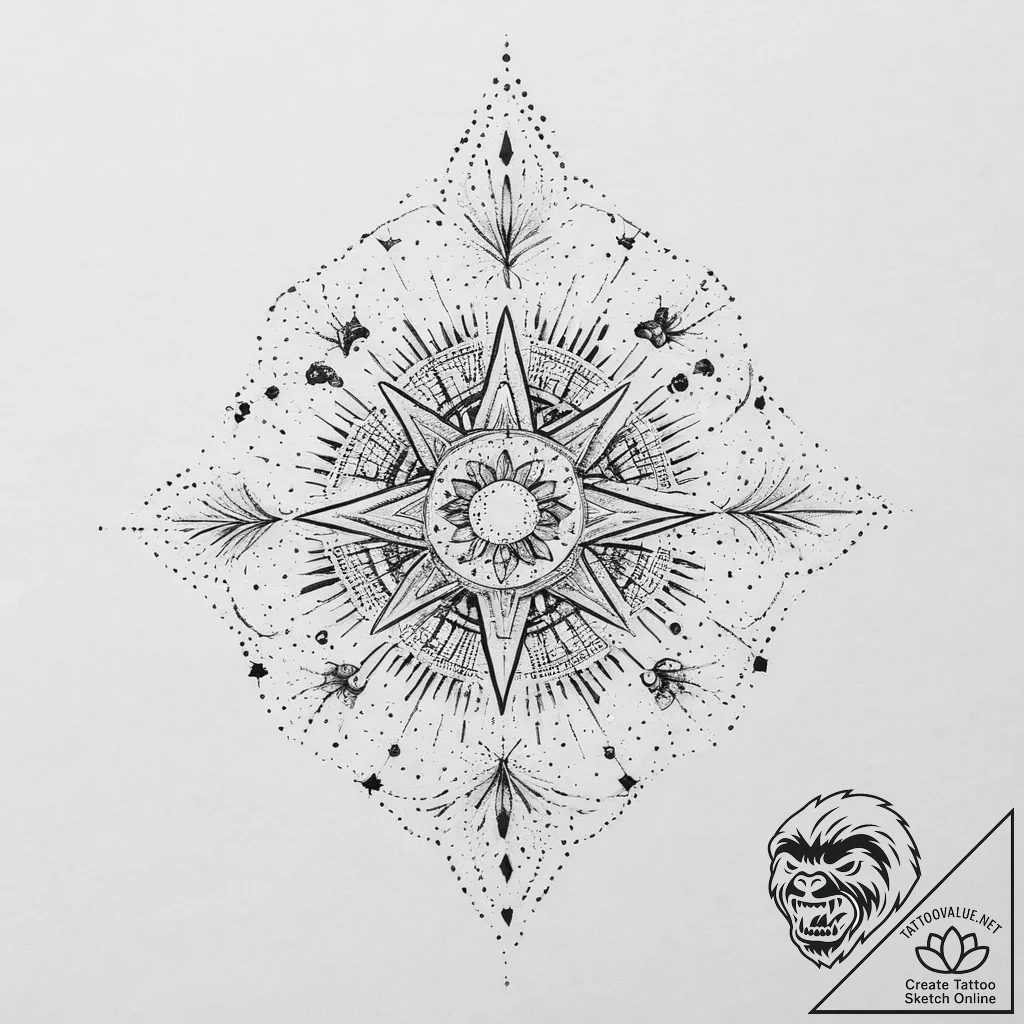 Tattoo sketch cosmic history, tattoo flash sh... - tattoo sketch (№1757191352_0, 06.09.2025 20:42) — tattoovalue.net