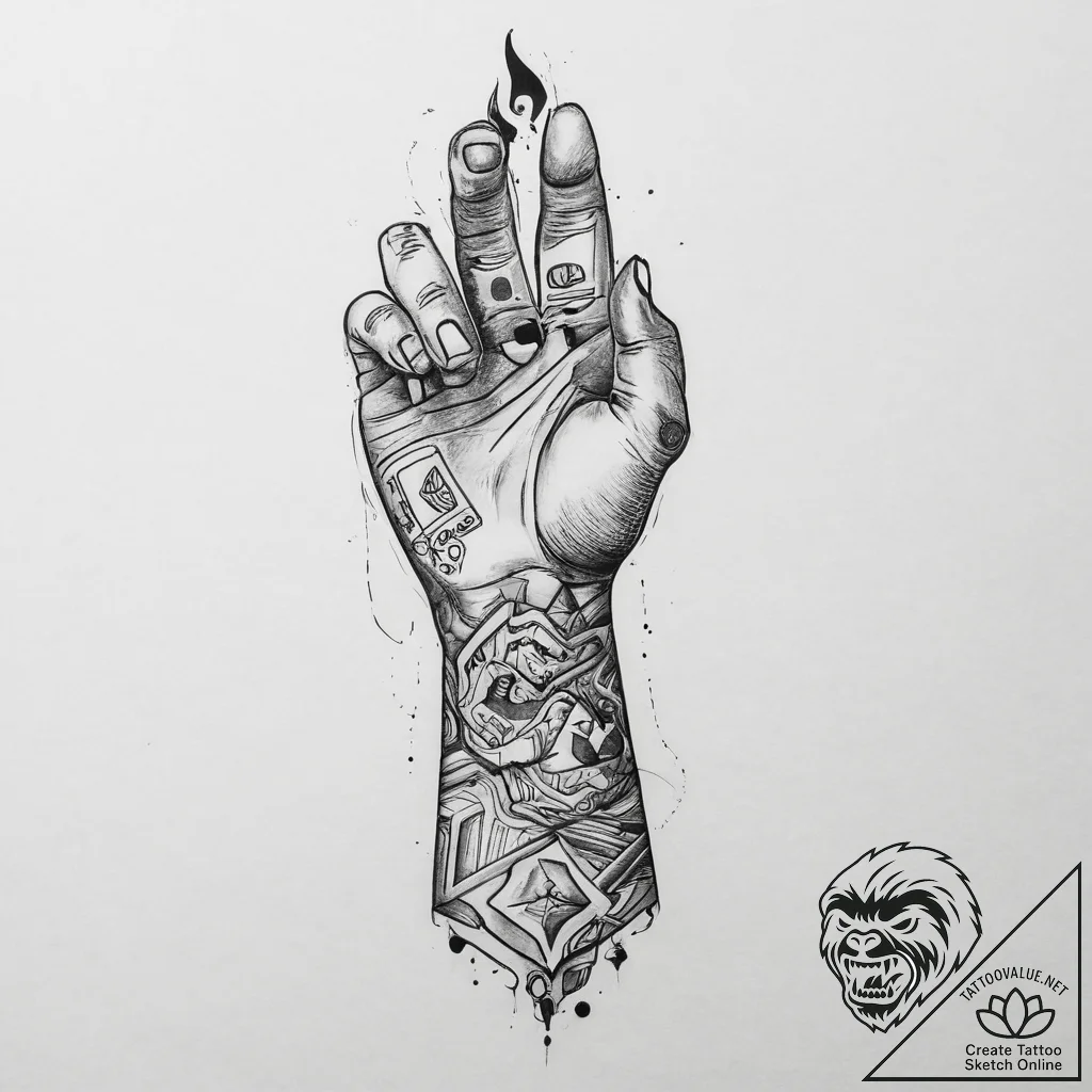 Tattoo sketch fine line of a person's arm, in... - tattoo sketch (№1757192951_0, 06.09.2025 21:09) — tattoovalue.net