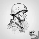 Tattoo sketch soldier with a map, concept art… – tattoo sketch (№1757195555_0, 06.09.2025 21:52) — tattoovalue.net