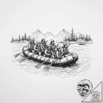 Tattoo sketch rafting a raft on a river – tattoo sketch (№1757197757_0, 06.09.2025 22:29) — tattoovalue.net