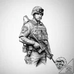 Tattoo sketch soldier with a paper – tattoo sketch (№1757198753_0, 06.09.2025 22:45) — tattoovalue.net