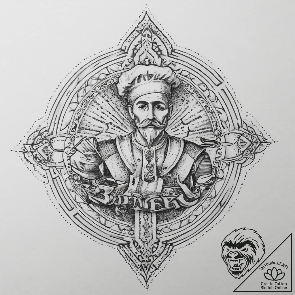 Tattoo sketch puns of a baker with a "knead f... - tattoo sketch (№1757199355_0, 06.09.2025 22:55) — tattoovalue.net