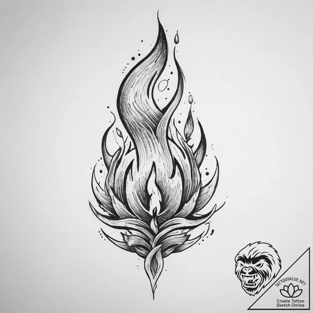Tattoo sketch flame - tattoo sketch (№1757199759_0, 06.09.2025 23:02) — tattoovalue.net