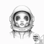 Tattoo sketch astronaut helmet visor – tattoo sketch (№1757200556_0, 06.09.2025 23:15) — tattoovalue.net
