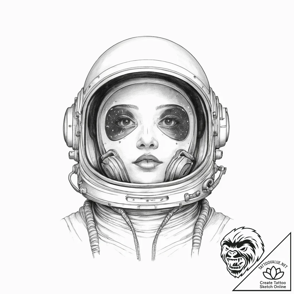 Tattoo sketch astronaut helmet visor - tattoo sketch (№1757200556_0, 06.09.2025 23:15) — tattoovalue.net