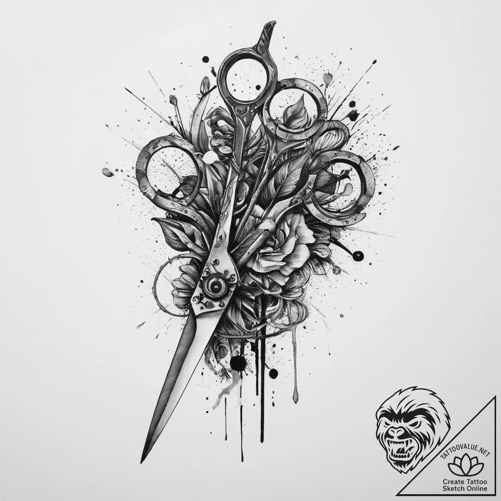 Tattoo sketch scissors, artistic tattoo sketc... - tattoo sketch (№1757203152_0, 06.09.2025 23:59) — tattoovalue.net