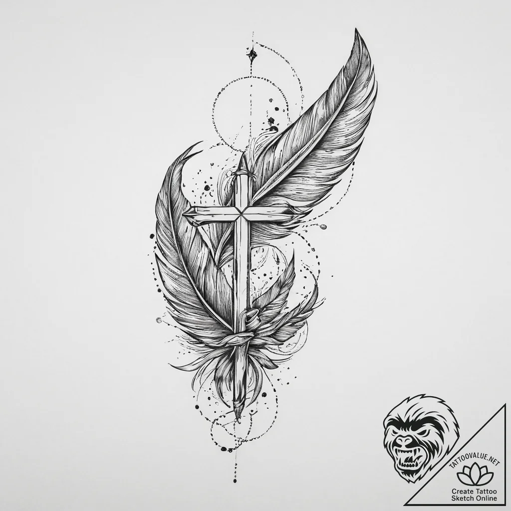 Tattoo sketch перо с птицами, tattoo sketch d... - tattoo sketch (№1757205154_0, 07.09.2025 00:32) — tattoovalue.net