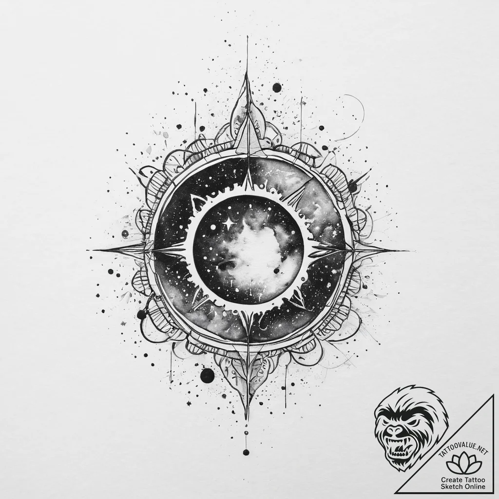 Tattoo sketch cosmic space, tattoo line art,... - tattoo sketch (№1757205547_0, 07.09.2025 00:39) — tattoovalue.net