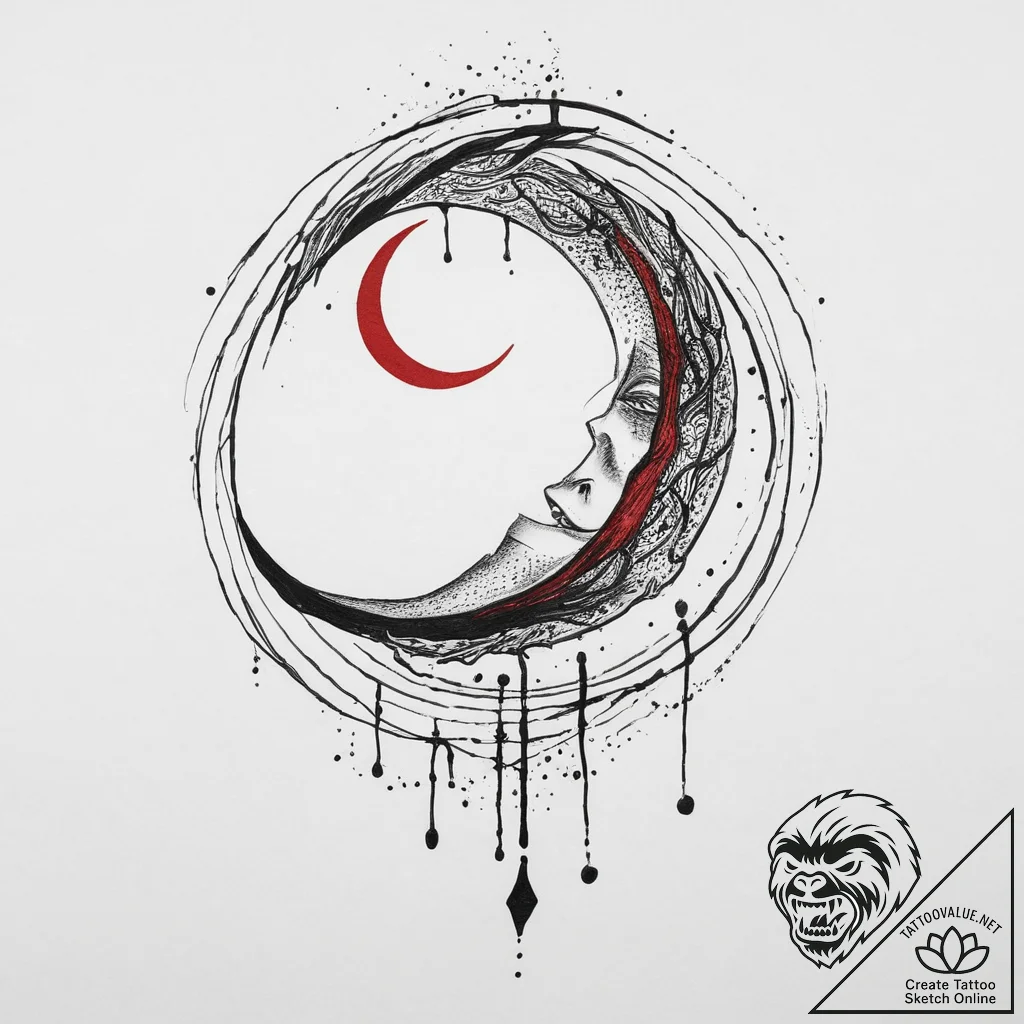 Tattoo sketch moon tattoo, artistic tattoo sk... - tattoo sketch (№1757206139_0, 07.09.2025 00:48) — tattoovalue.net