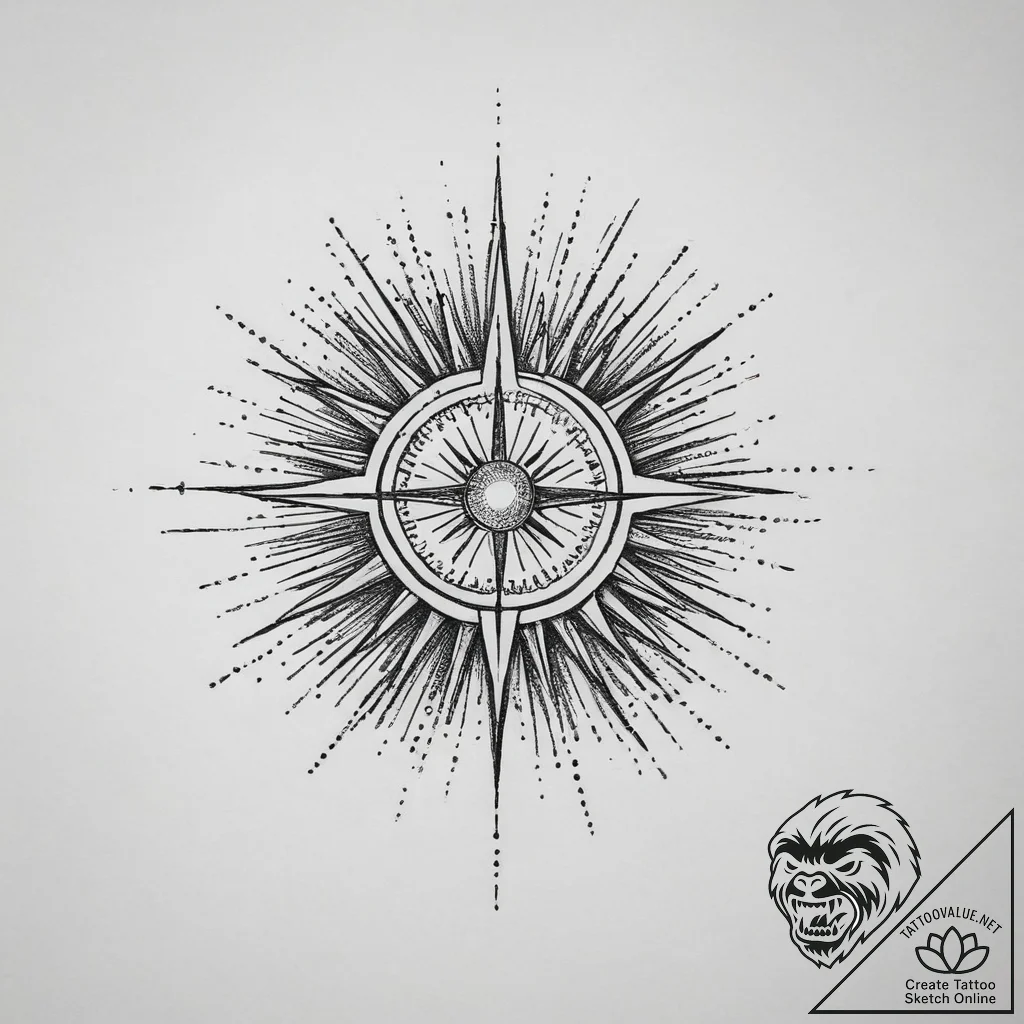 Tattoo sketch sunbeam, ink illustration for t... - tattoo sketch (№1757206336_0, 07.09.2025 00:52) — tattoovalue.net