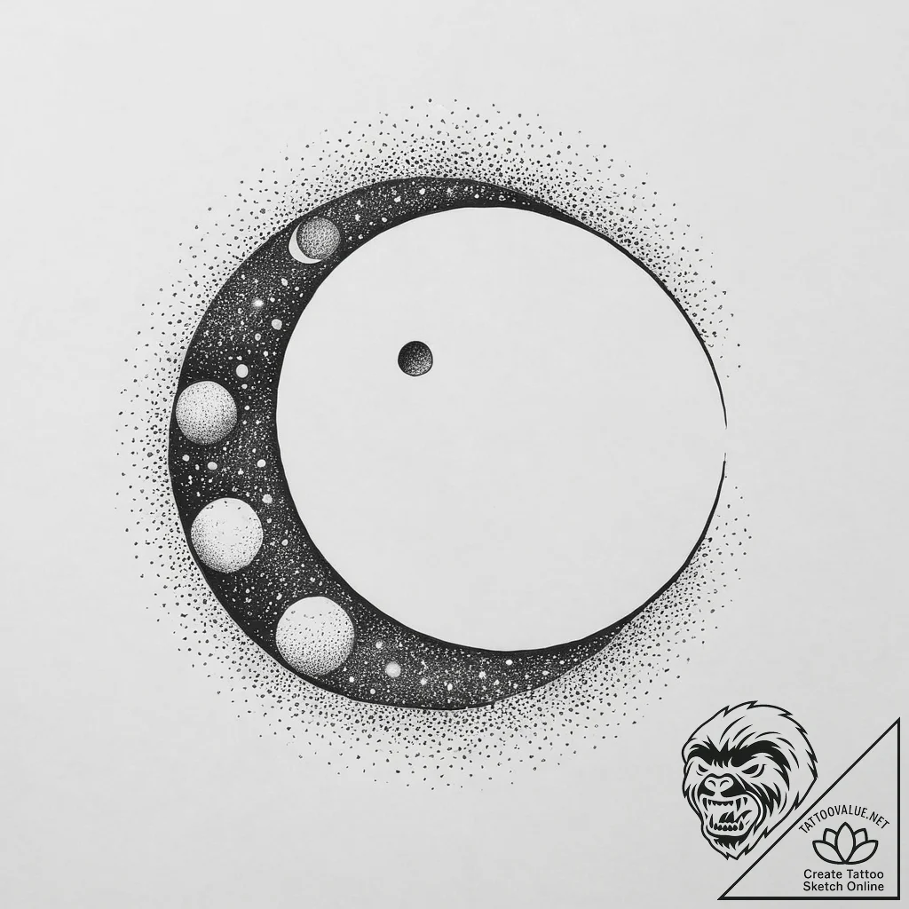 Tattoo sketch lunar eclipse, tattoo drawing o... - tattoo sketch (№1757206539_0, 07.09.2025 00:55) — tattoovalue.net