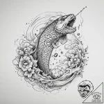 Tattoo sketch fishing fishing rod and a jumpi… – tattoo sketch (№1757208130_0, 07.09.2025 01:22) — tattoovalue.net