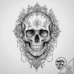 Tattoo sketch skull with a saying, tattoo lin… – tattoo sketch (№1757208722_0, 07.09.2025 01:32) — tattoovalue.net