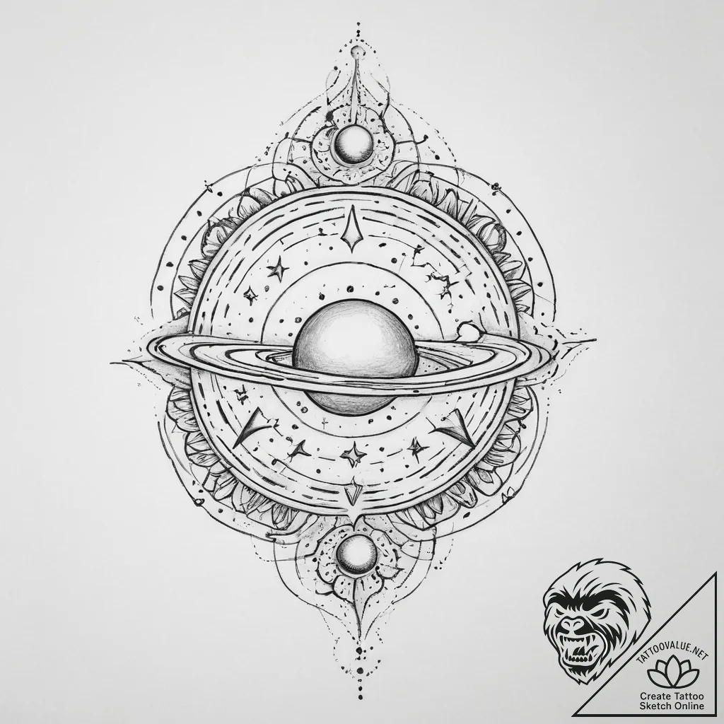Tattoo sketch cosmic story - tattoo sketch (№1757209127_0, 07.09.2025 01:38) — tattoovalue.net