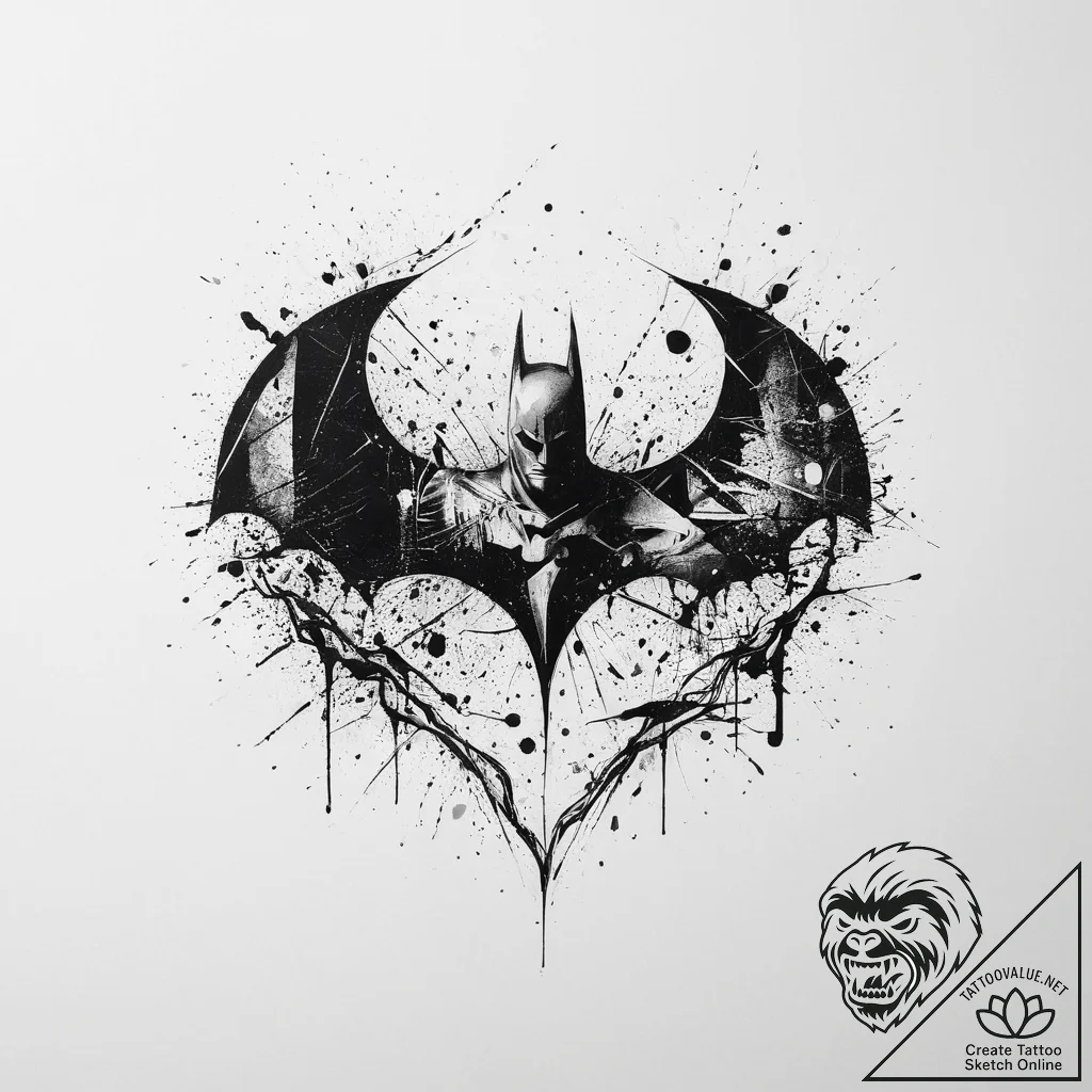 Tattoo sketch the batman new logo, artistic t... - tattoo sketch (№1757209525_0, 07.09.2025 01:45) — tattoovalue.net