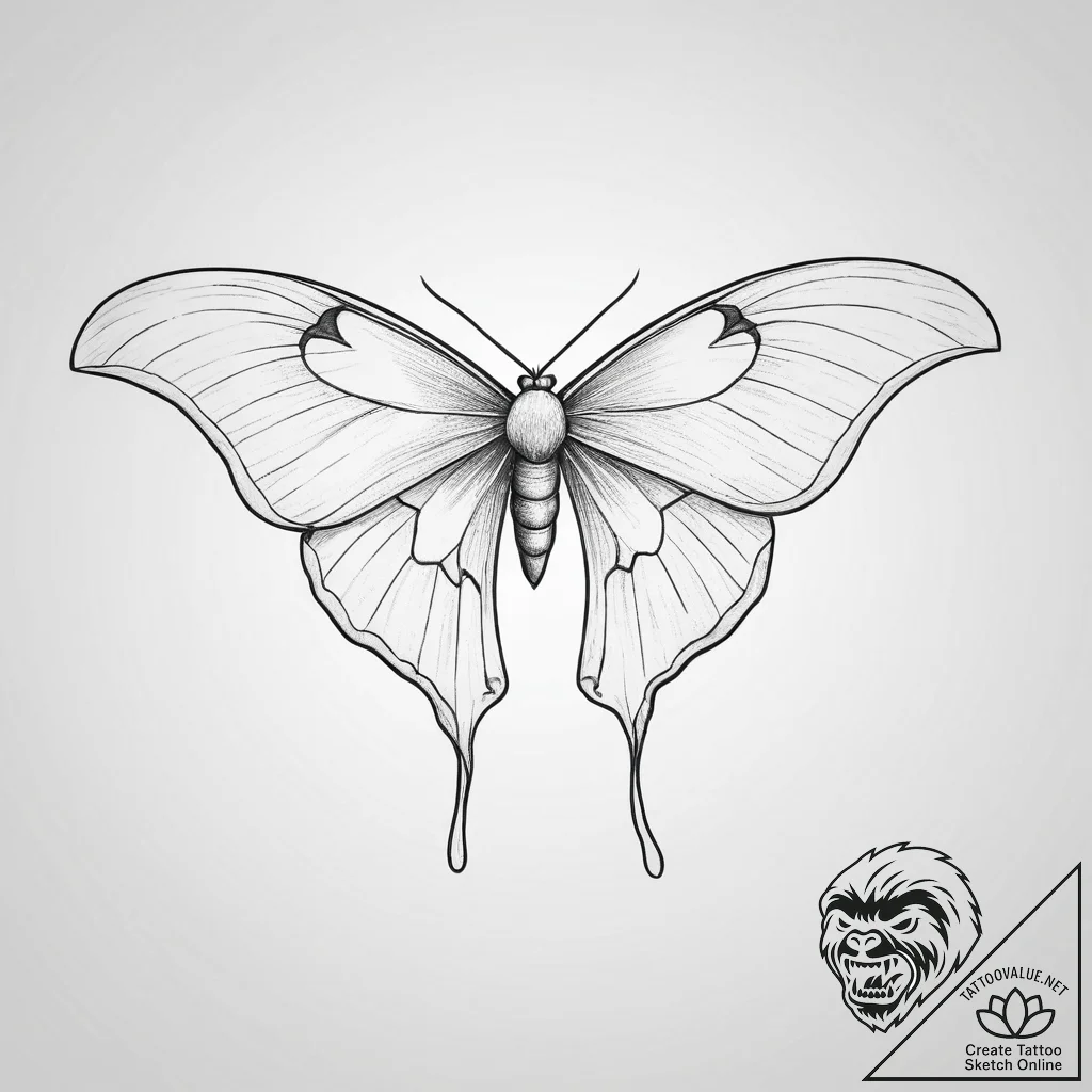 Tattoo sketch luna moth, tattoo drawing outli... - tattoo sketch (№1757210125_0, 07.09.2025 01:55) — tattoovalue.net