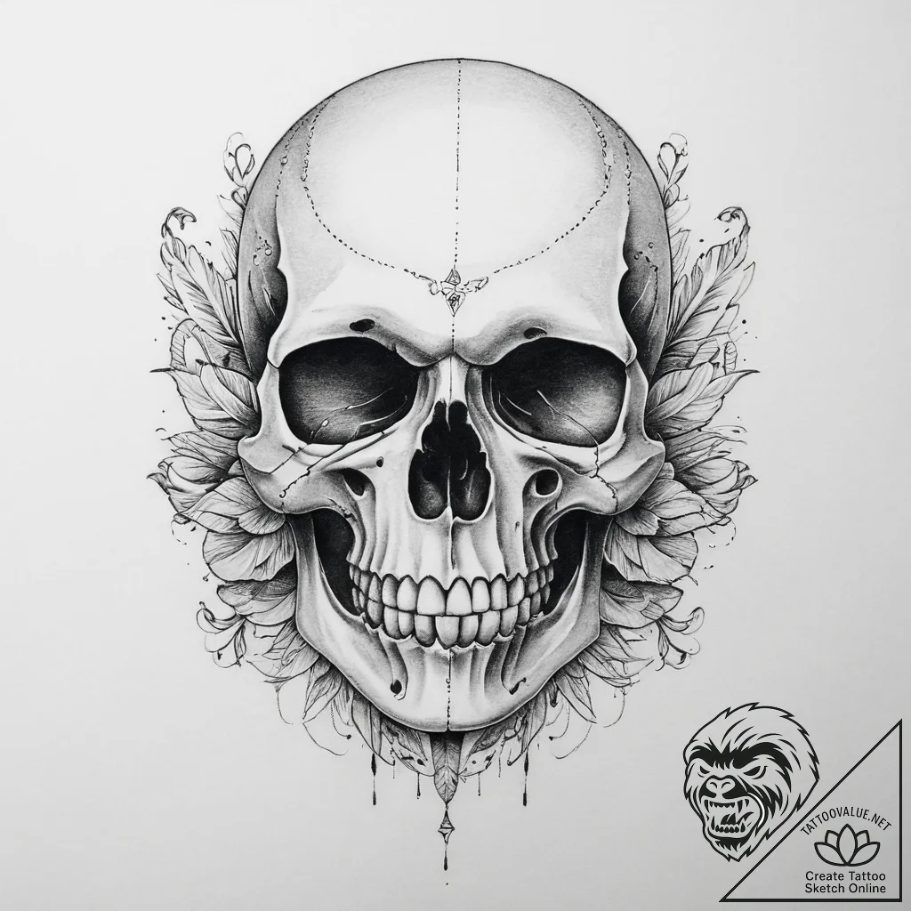Tattoo sketch череп с воздухом - tattoo sketch (№1757210524_0, 07.09.2025 02:02) — tattoovalue.net