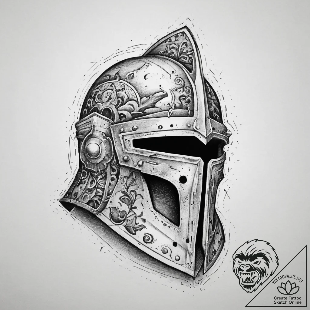 Tattoo sketch узор в виде рыцарского шлема, t... - tattoo sketch (№1757210727_0, 07.09.2025 02:05) — tattoovalue.net