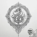 Tattoo sketch magical grimoire with a serpent… – tattoo sketch (№1757212540_0, 07.09.2025 02:35) — tattoovalue.net