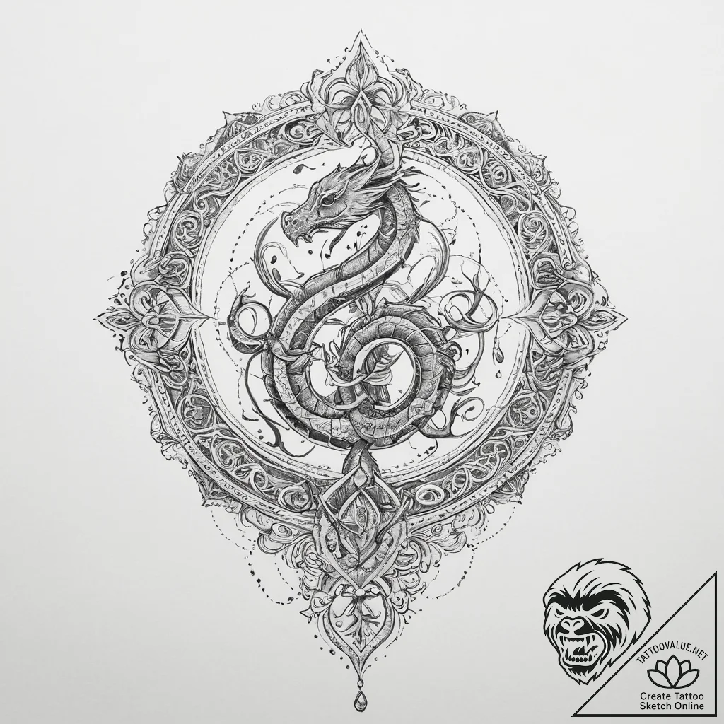 Tattoo sketch magical grimoire with a serpent... - tattoo sketch (№1757212540_0, 07.09.2025 02:35) — tattoovalue.net