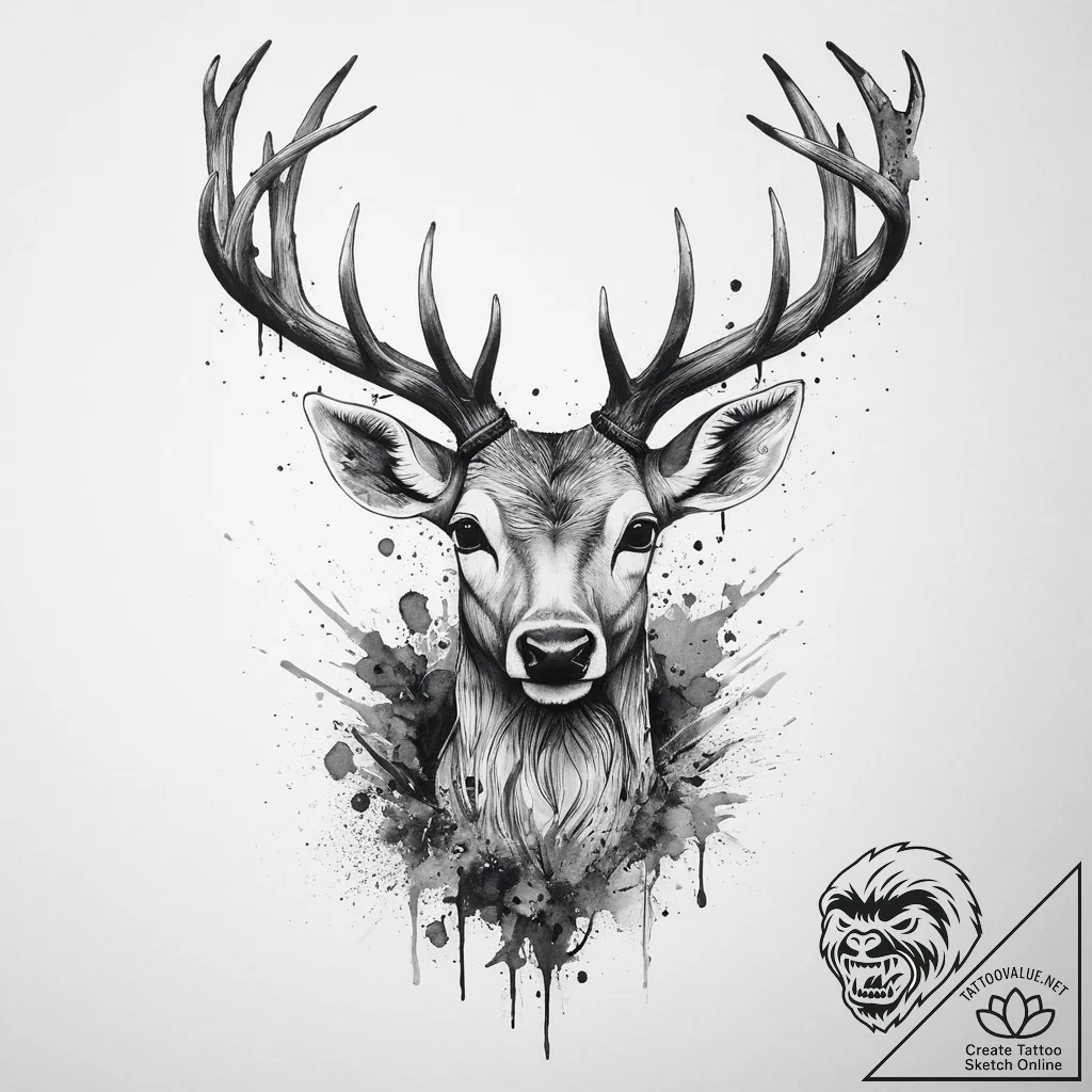 Tattoo sketch узор в виде оленя, ink illustra... - tattoo sketch (№1757212938_0, 07.09.2025 02:42) — tattoovalue.net
