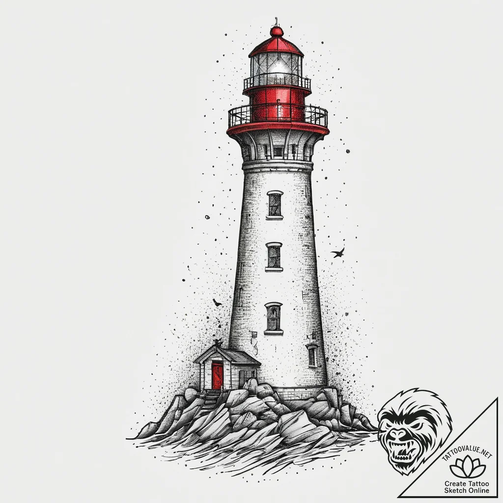 Tattoo sketch узор в виде маяка, concept art... - tattoo sketch (№1757213931_0, 07.09.2025 02:58) — tattoovalue.net