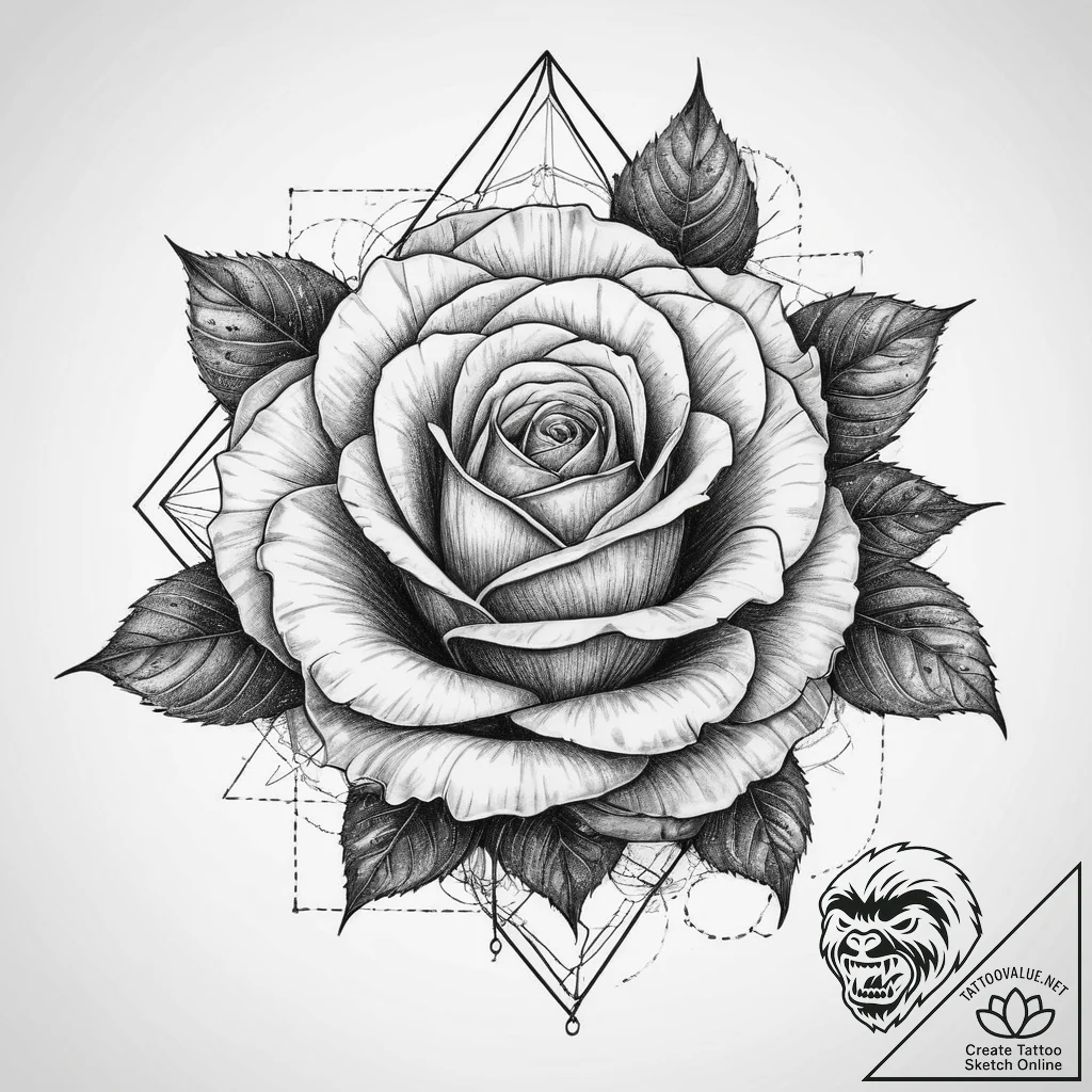 Tattoo sketch realistic роза, tattoo line art... - tattoo sketch (№1757214127_0, 07.09.2025 03:02) — tattoovalue.net