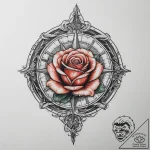 Tattoo sketch sundial with a rose, tattoo ske… – tattoo sketch (№1757215524_0, 07.09.2025 03:25) — tattoovalue.net