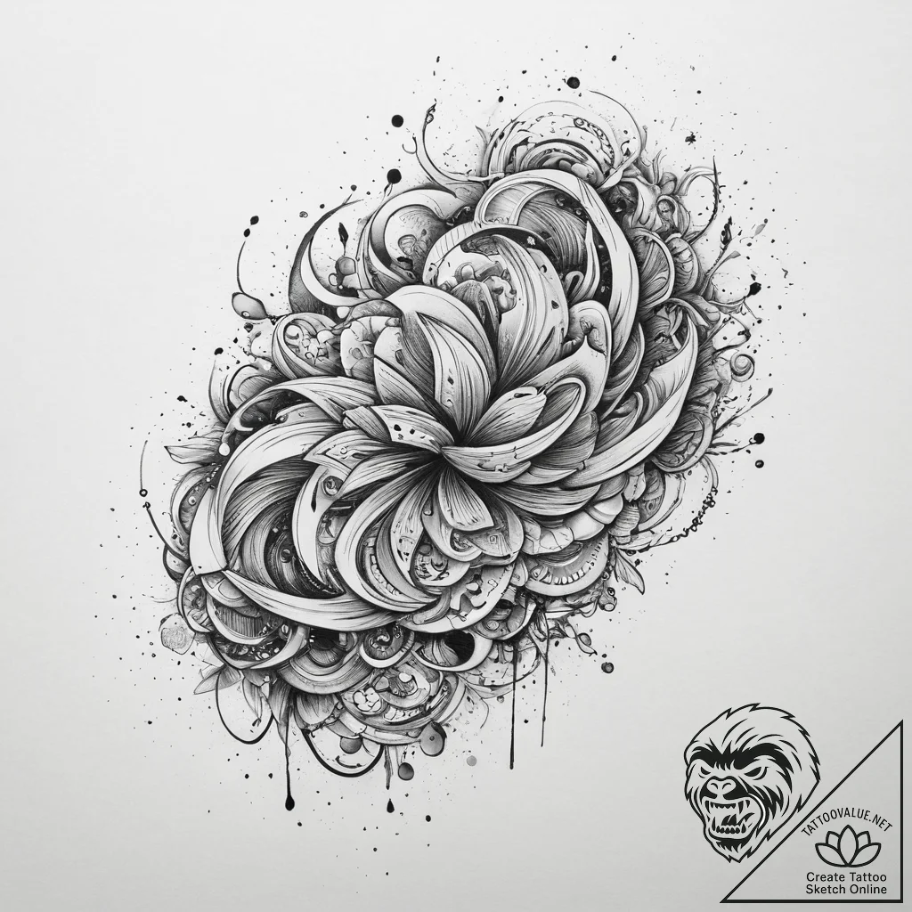 Tattoo sketch flowing lines of magic, tattoo... - tattoo sketch (№1757216319_0, 07.09.2025 03:38) — tattoovalue.net