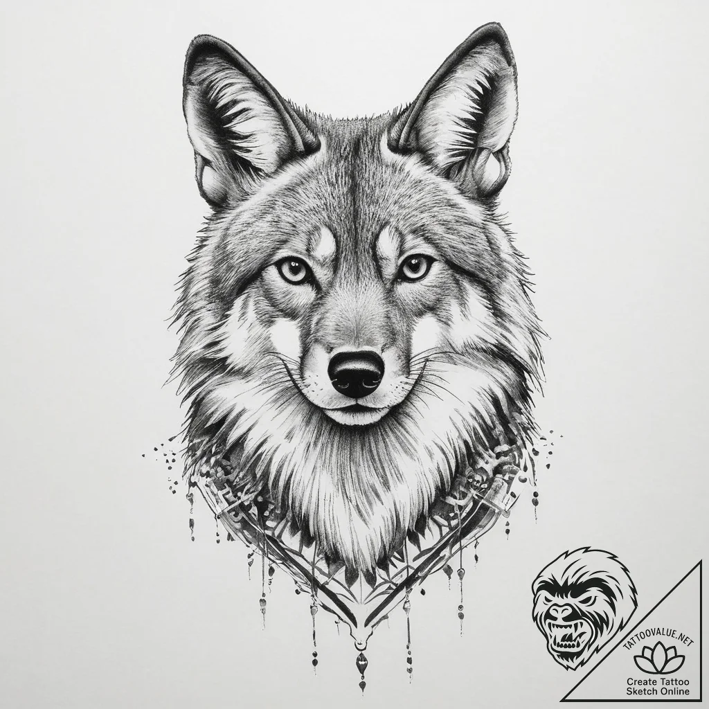 Tattoo sketch coyote - tattoo sketch (№1757217109_0, 07.09.2025 03:51) — tattoovalue.net