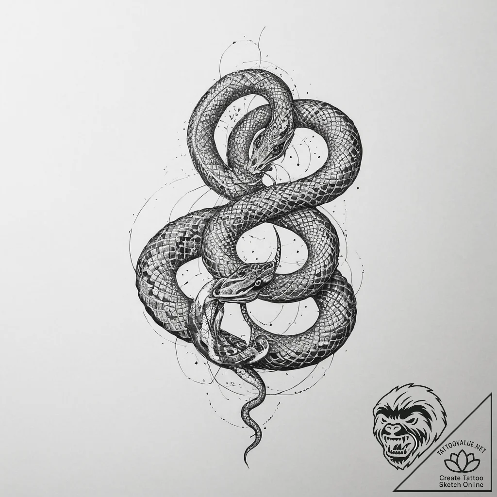 Tattoo sketch cosmic snake, concept art for t... - tattoo sketch (№1757218106_0, 07.09.2025 04:08) — tattoovalue.net