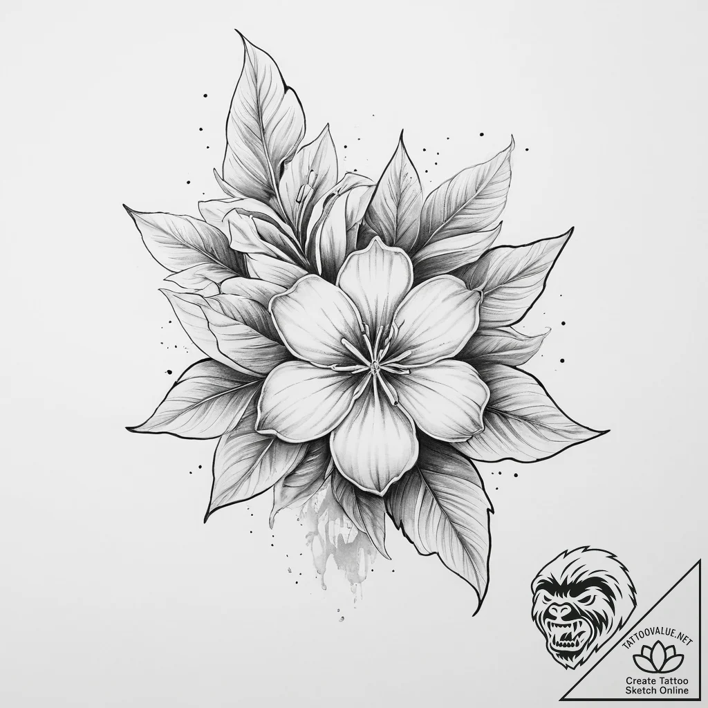 Tattoo sketch lilac flower - tattoo sketch (№1757218302_0, 07.09.2025 04:11) — tattoovalue.net