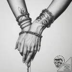 Tattoo sketch hands with a chain – tattoo sketch (№1757220480_0, 07.09.2025 04:48) — tattoovalue.net
