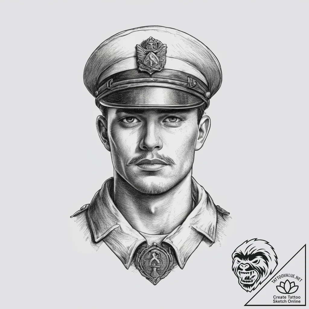 Tattoo sketch soldier with a letter, tattoo s... - tattoo sketch (№1757220676_0, 07.09.2025 04:51) — tattoovalue.net