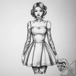 Tattoo sketch tailor’s dummy with a dress, ar… – tattoo sketch (№1757221874_0, 07.09.2025 05:11) — tattoovalue.net