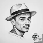 Tattoo sketch vito genovese with a hat – tattoo sketch (№1757222076_0, 07.09.2025 05:14) — tattoovalue.net