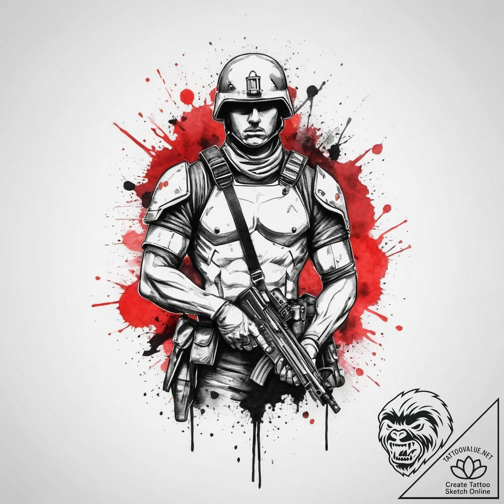 Tattoo sketch soldier with a lock, tattoo ske... - tattoo sketch (№1757223864_0, 07.09.2025 05:44) — tattoovalue.net