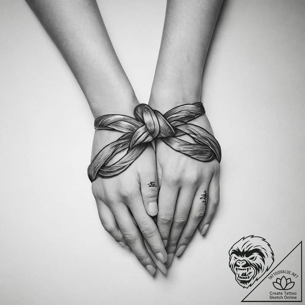 Tattoo sketch hands with a knot - tattoo sketch (№1757226240_0, 07.09.2025 06:24) — tattoovalue.net